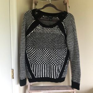 Black and white cable knit sweater